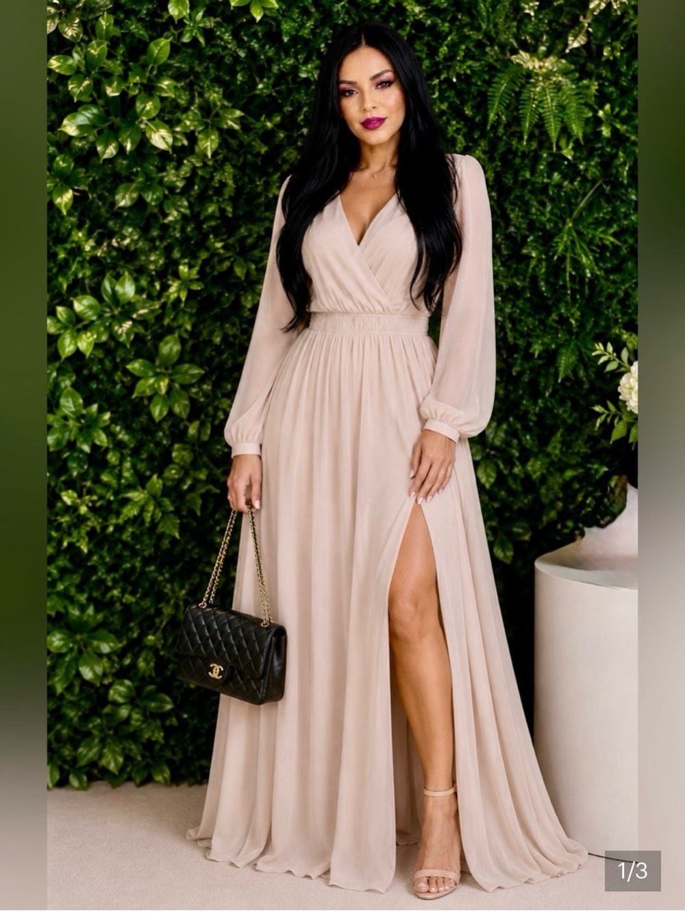 Lulu's Blush Long Sleeve Wrap Maxi Dress